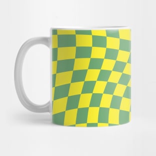 Twisted Checkered Square Pattern - Yellow & Fern Green Mug